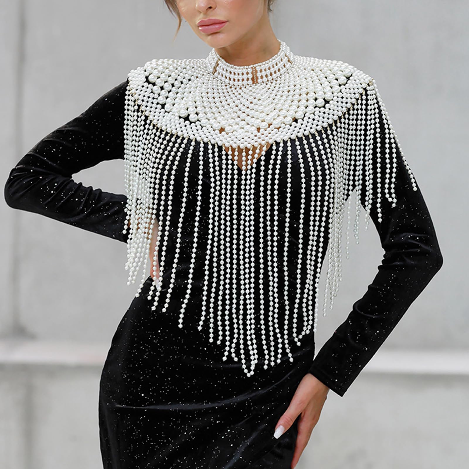 Nappe Perle Scialle per Abito da Sposa Catena Spalla Moda per Abito da Sera Elegante Catena per il Corpo per Occasioni Formali Donne