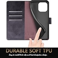 Vista 6 de SUANPOT Funda tipo cartera para iPhone 14 Pro de 6.1 pulgadas con bloqueo RFID, tarjetero y tarjetero, funda protectora de piel sintética con tapa