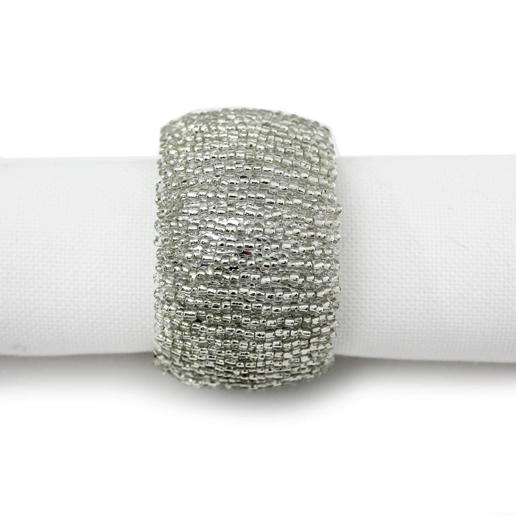 Peggy Wilkins Silver Bliss Beaded Christmas Napkin Ring