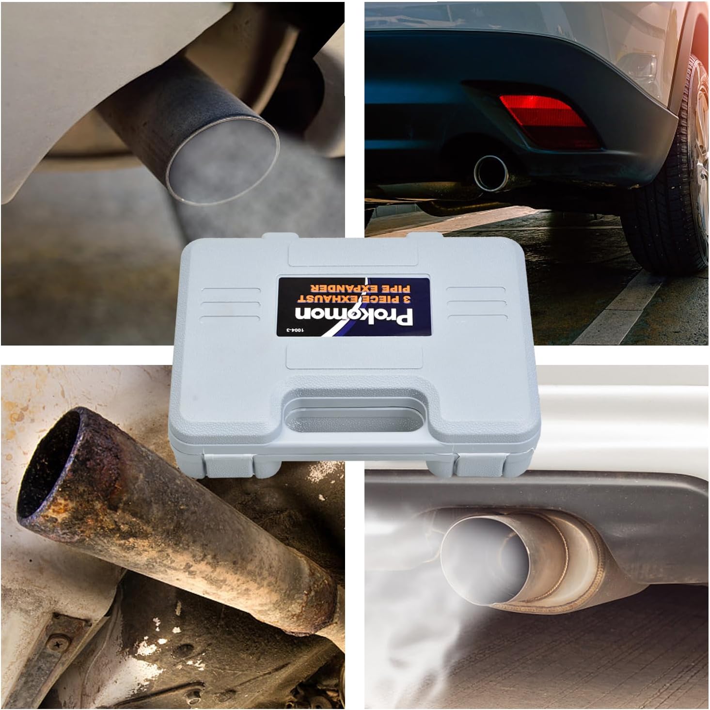 Prokomon 3 Pieces Exhaust Pipe Expander Tool Set； repair deformed exhaust pipes ;Tail Pipe Expander 1-1/8" to 3-1/2"