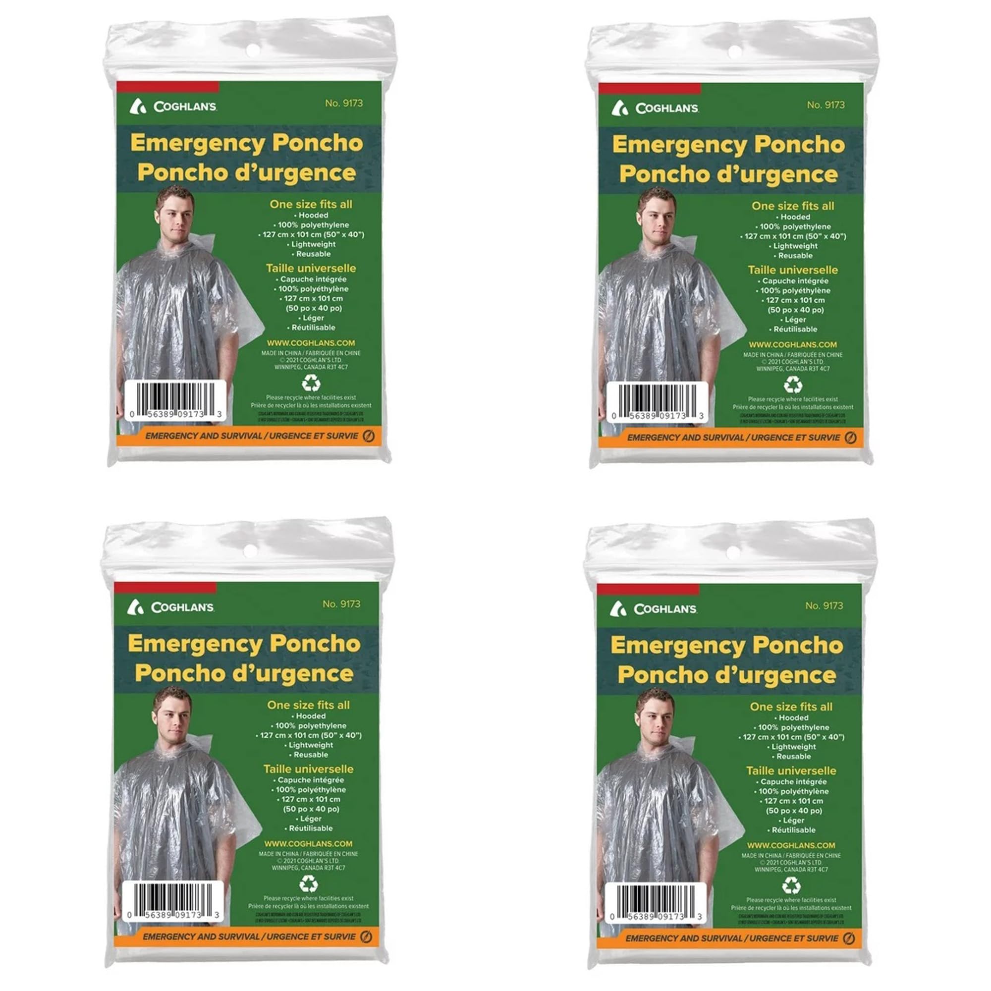 9173 Emergency Poncho 4 Pack