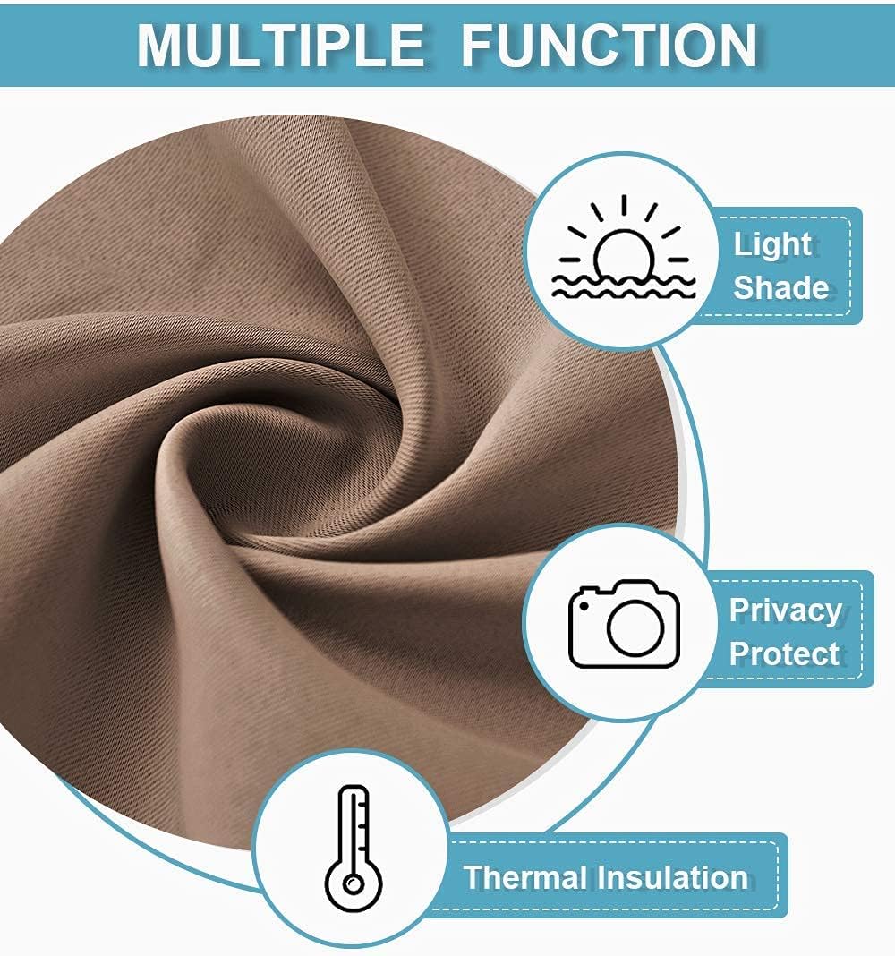 LITTLE BIRD Blackout Curtains Portable Privacy Window Treatment Panels for Living Room Bedroom Patio Door Taupe(Wide 72 Inch by 96 Inch Long-1 Panel)