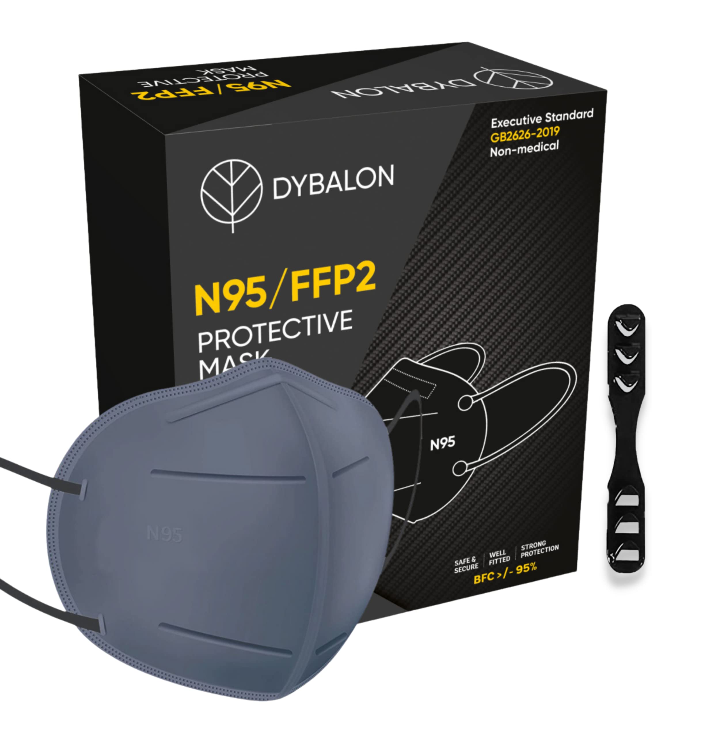 DYBALON N95 Mask for Men & Women - Approved by Bureau of Indian Standards and ISO Standards (With Head Mask Extender) (Grey) (Pack of 10) (B09VG1KPLJ) Amazon Price History, Amazon Price Tracker