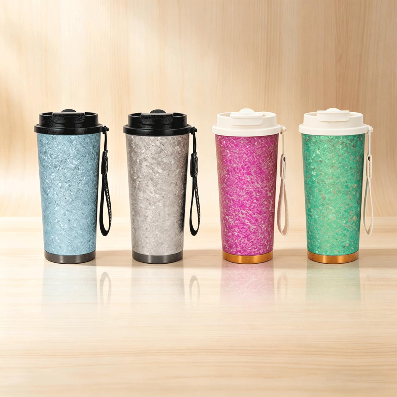Taza Térmica de Titanio con Pajita, 500ml, Taza de Café para Llevar con Tapa, Hermética al Vacío a Prueba de Fugas, Doble Pared Aislada, Taza de Viaje para Bebidas Calientes y Frías, Rojo