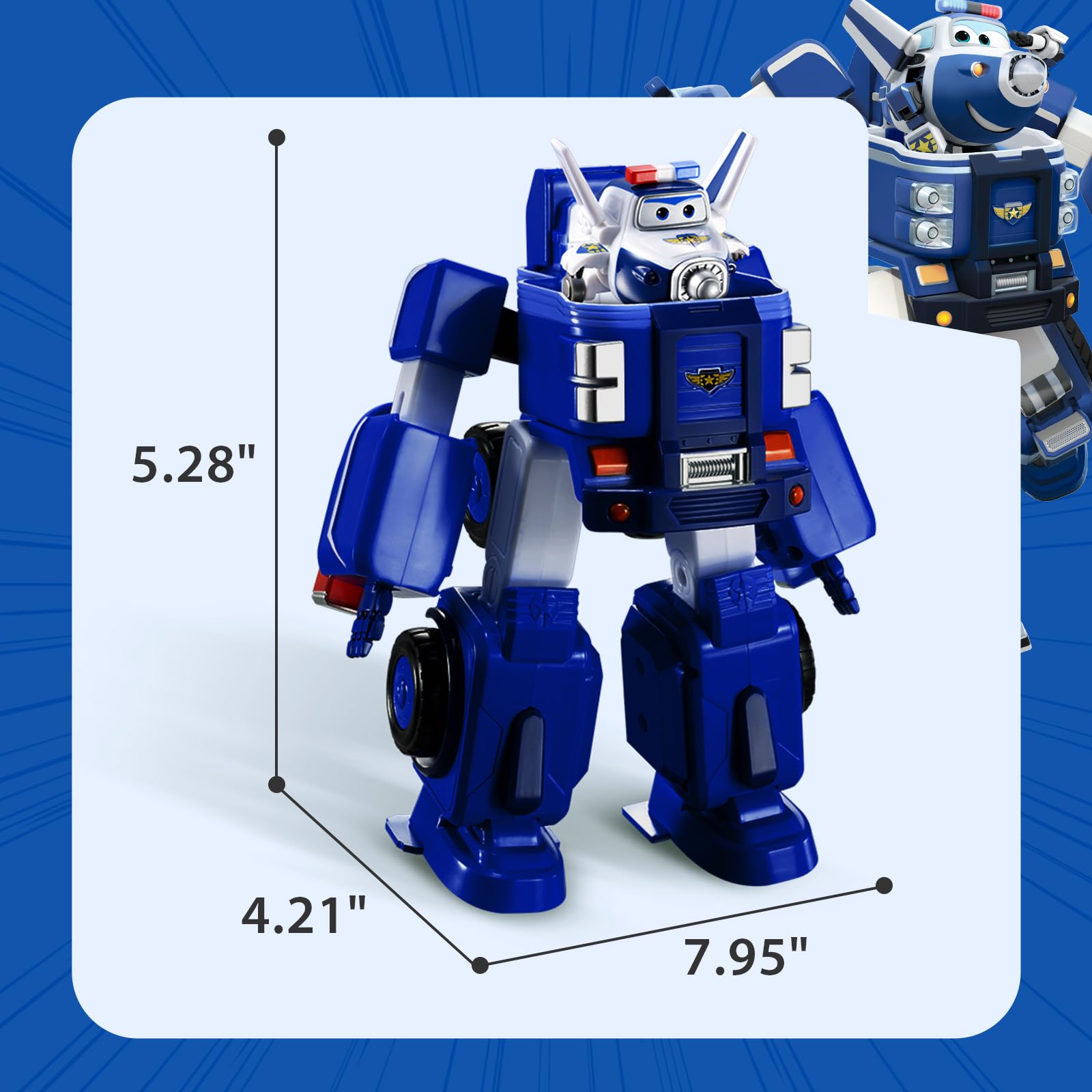 Super Wings-EU720315-Transforming Jett Transforming Vehicles Paul, Colore Blu, One Size, EU720315