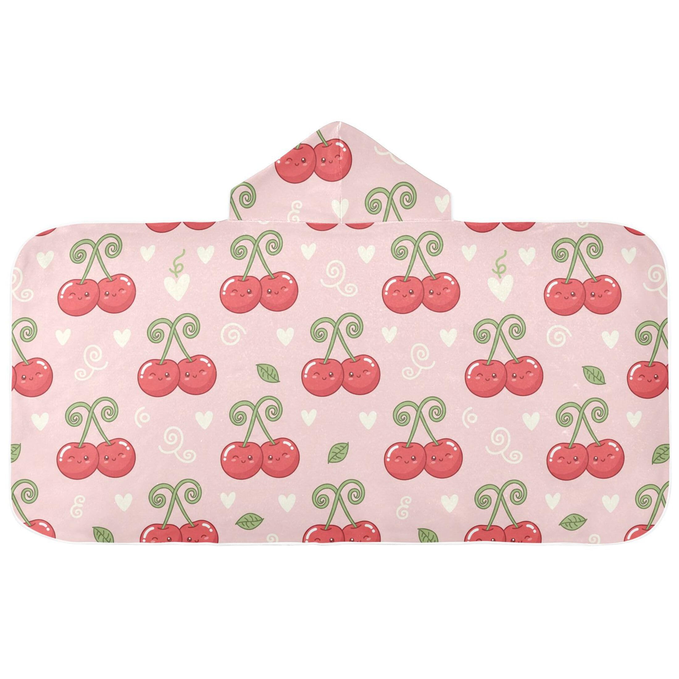 Fuauuyl Cherry Hooded Baby Bath Towel Soft & Breathable Towel for Newborns Infants Toddlers, Nursery Essential