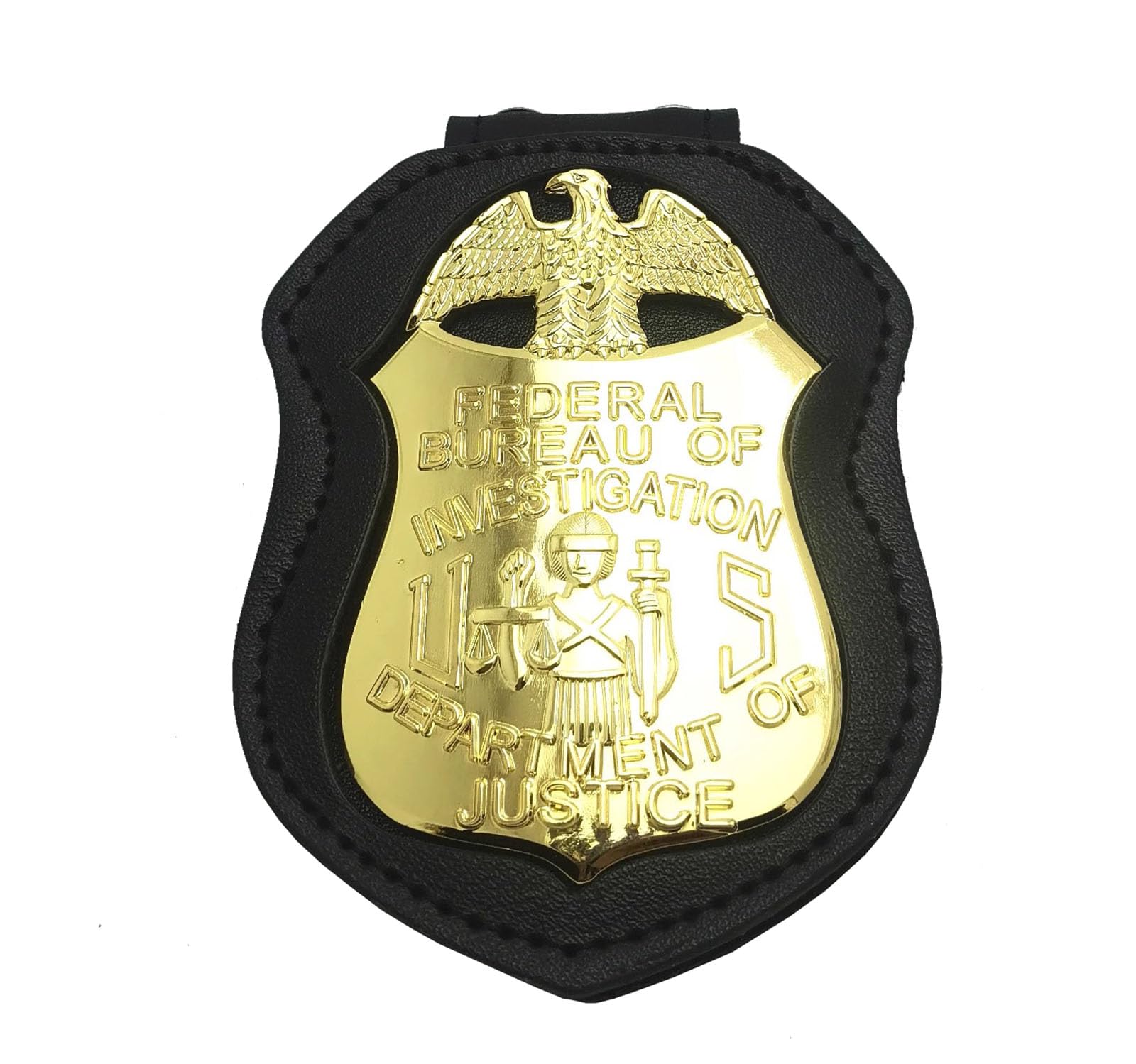 DOGOZ US Federal Bureau of Investigation Badge Department of Justice with Inlaid Leather Case,Costume Decoration Prop