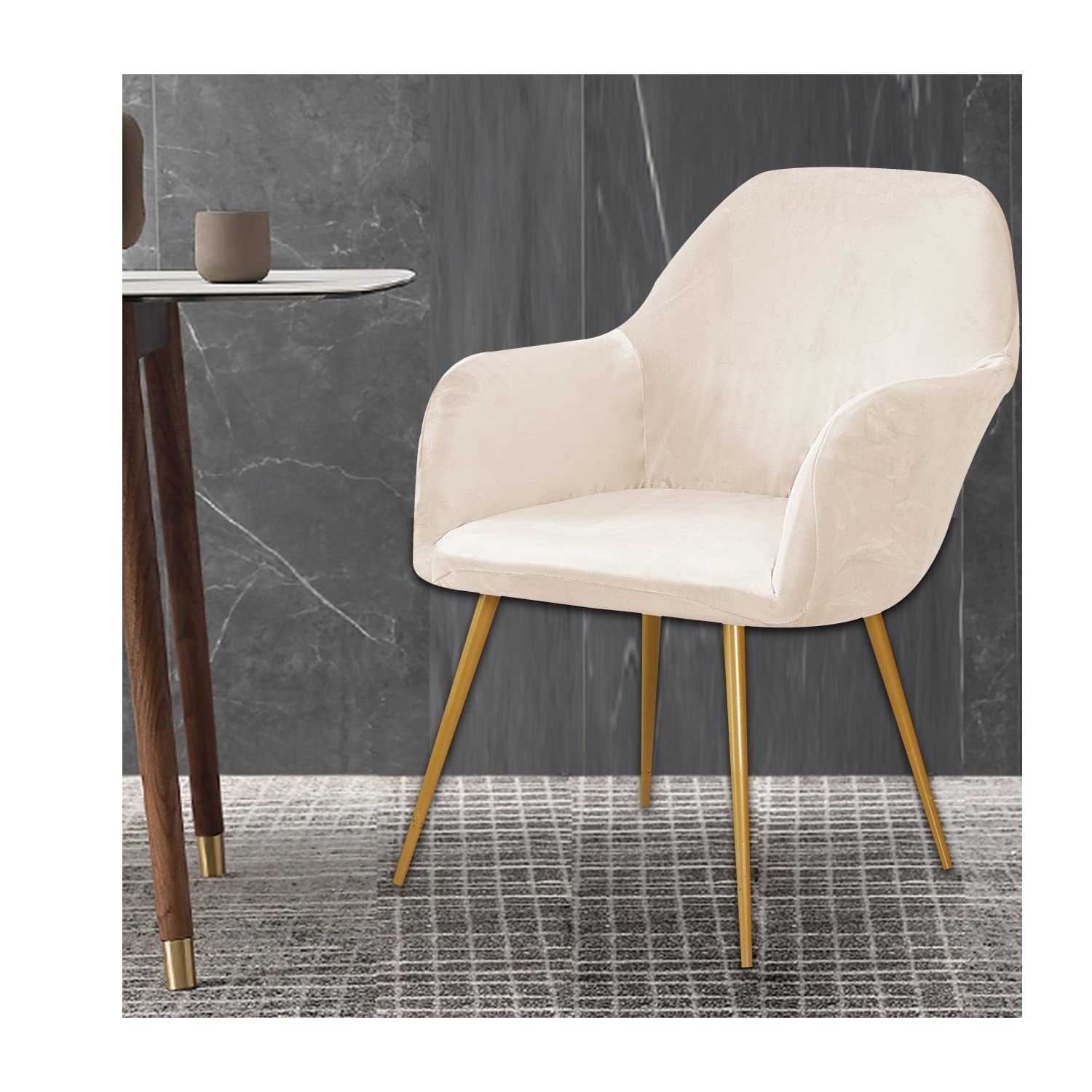 XGANGM Lot de 2/4/6 Housse Chaises de Salle à Manger Rembourrées Velours Dossier Rond Incurvé avec Accoudoirs Couvre Fauteuil scandinave Extensible Couverture de Chaise Cuisine,Noir,6PCS