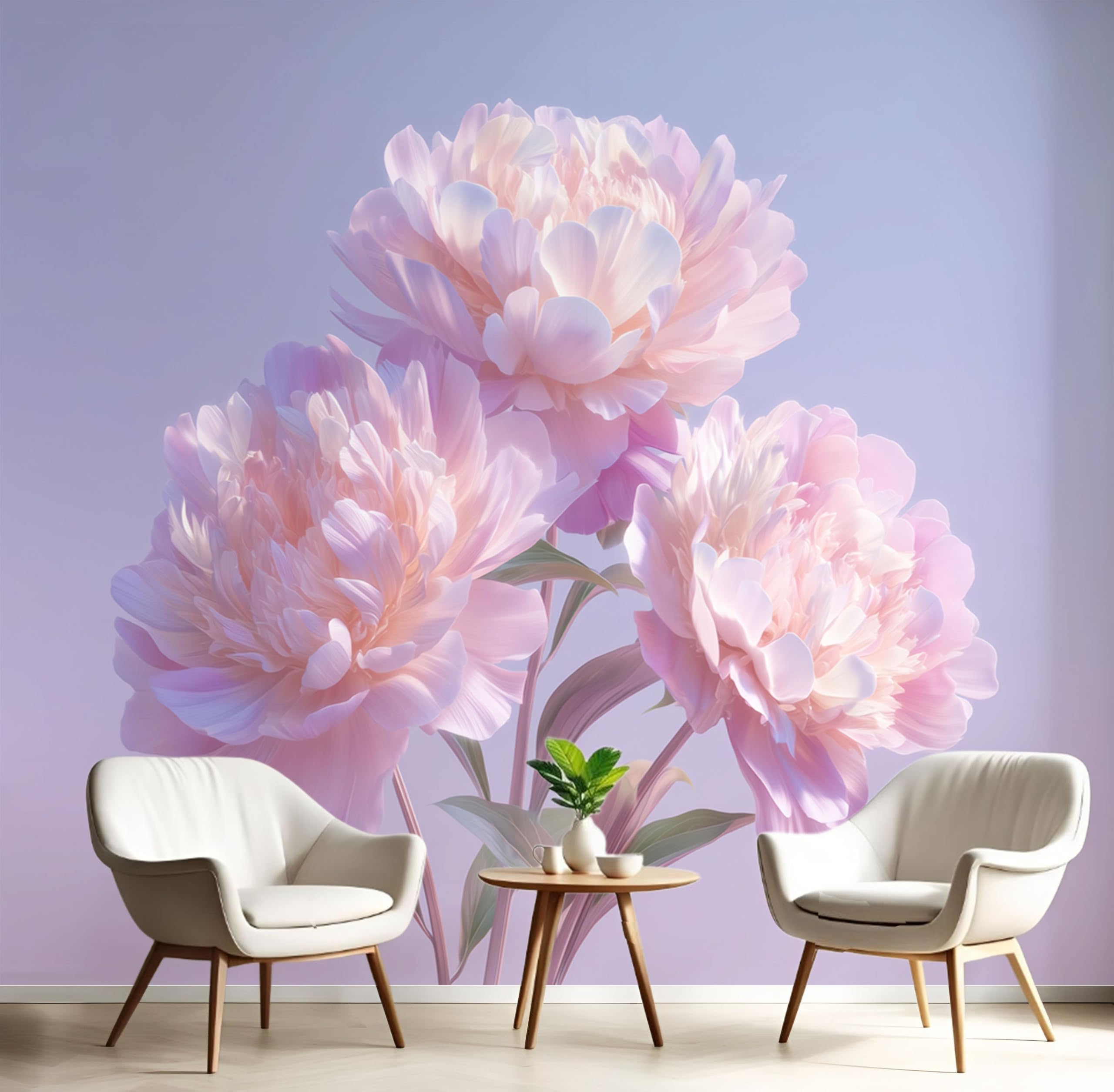 Papier Peint Panoramique En Soie Rose Blush - Pivoine Romantique - 300X210Cm - Revêtement Mural Décoration Plantes Simples Décoration Tapisserie Wallpaper Muraux Photo Salon Chambre