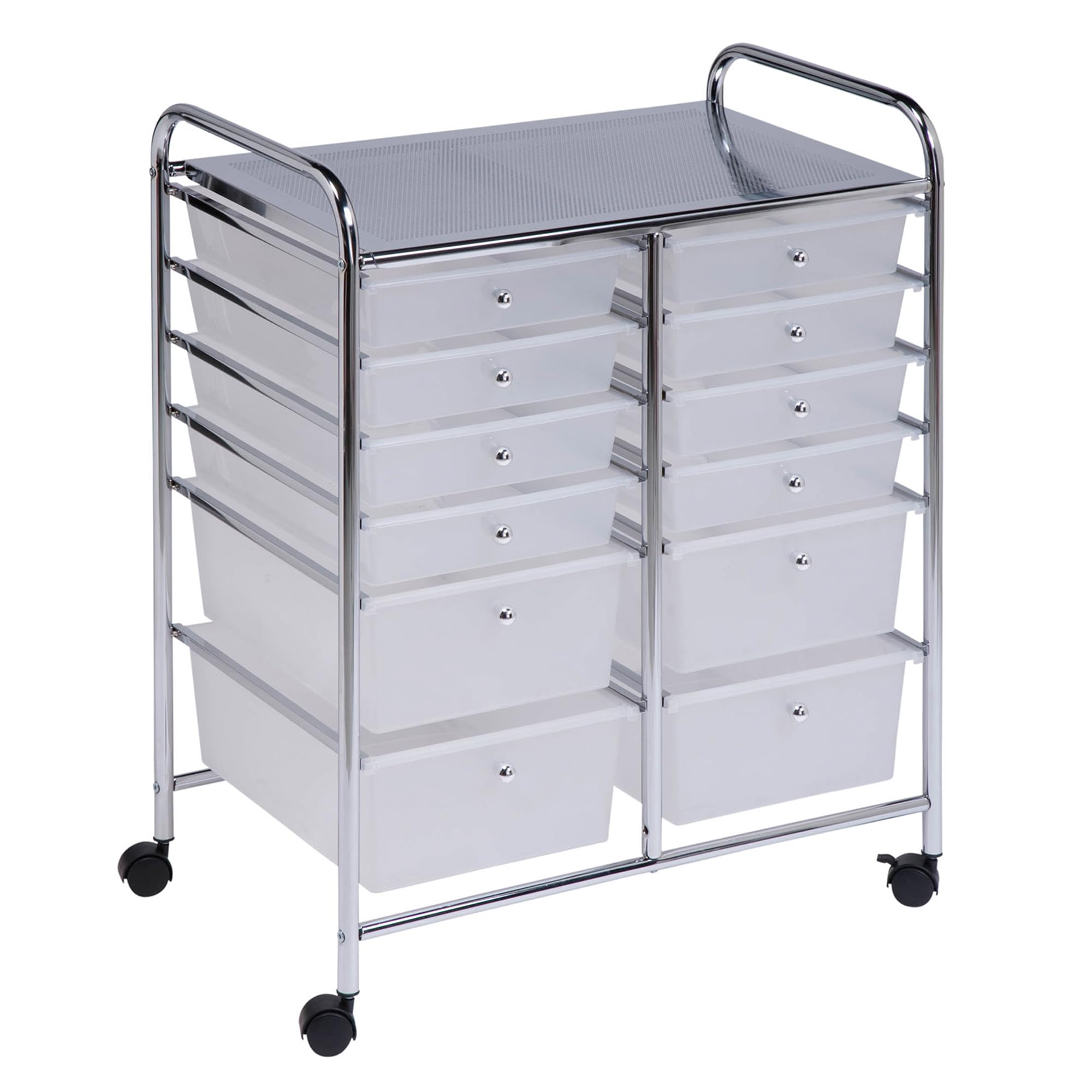 Rolling Storage Cart and Organizer with 12 Plastic Drawers