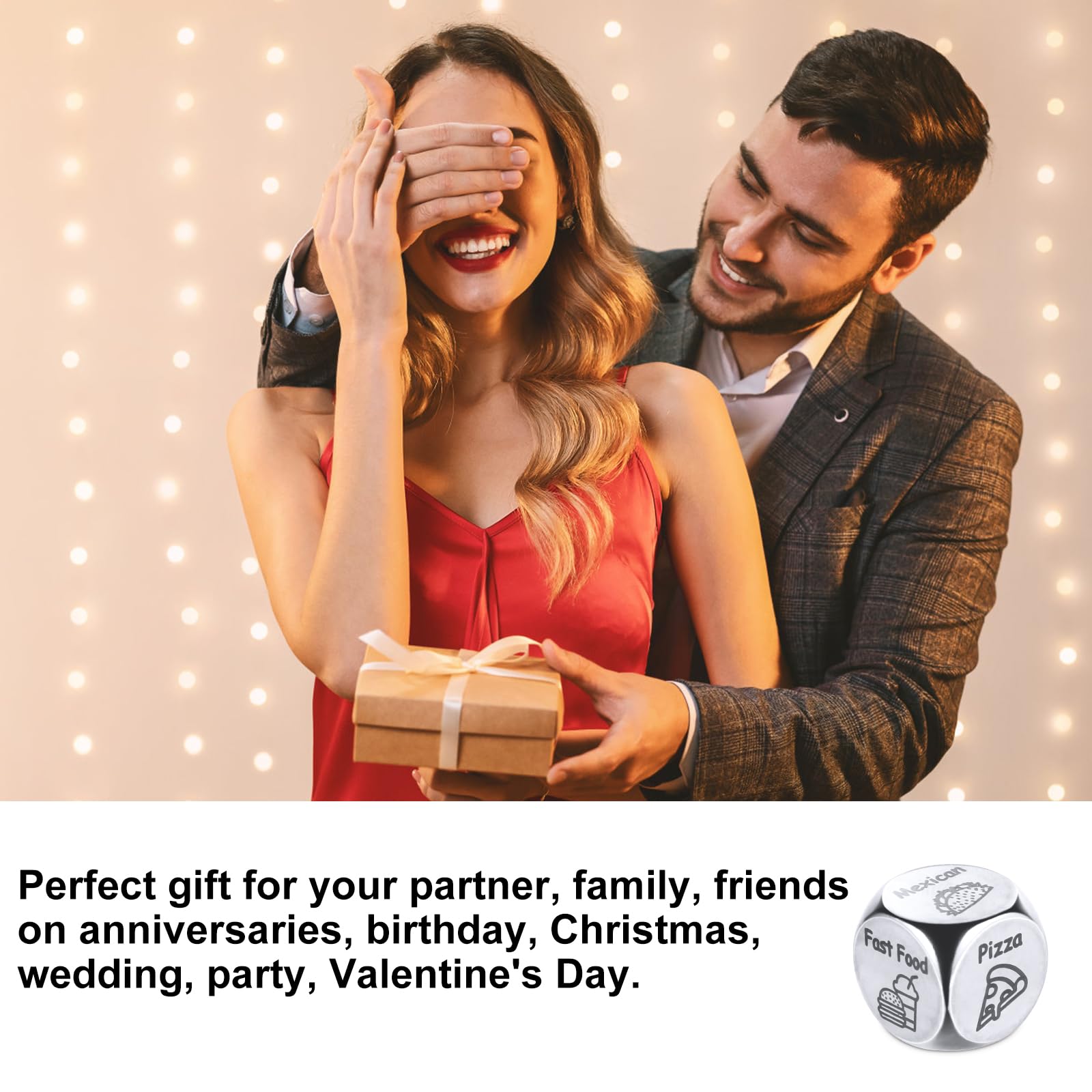Dadi per Decisioni Alimentari per Coppie, Metallo Dadi per Appuntamento Notturno Decisore Cena Anniversario Divertente Compleanno Regalo San Valentino per Fidanzato Fidanzata Marito Moglie