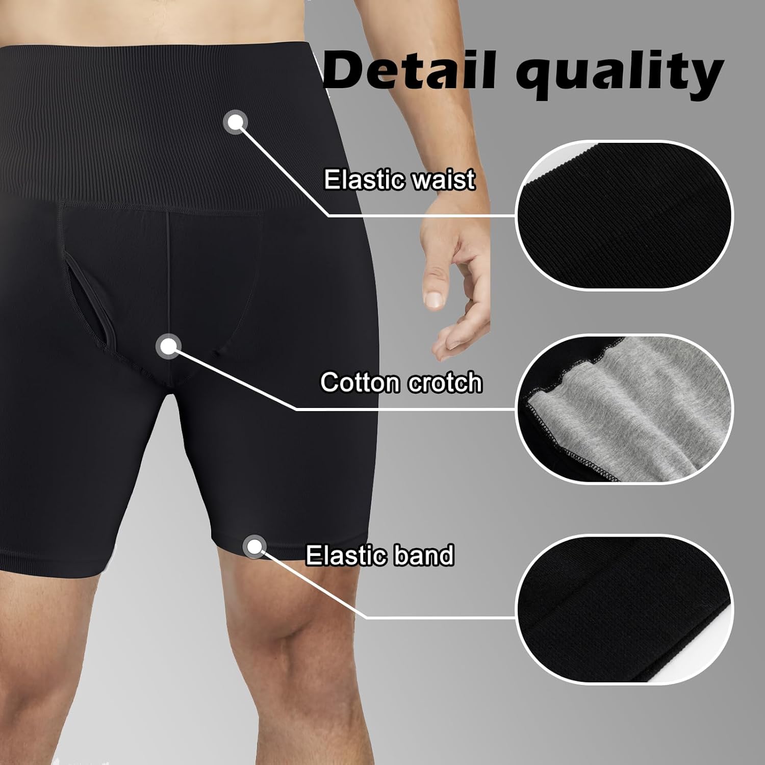 Tummy Control Shapewear Compression Shorts - Waist Compression for Men, High Waist Mens Tummy - Image 7