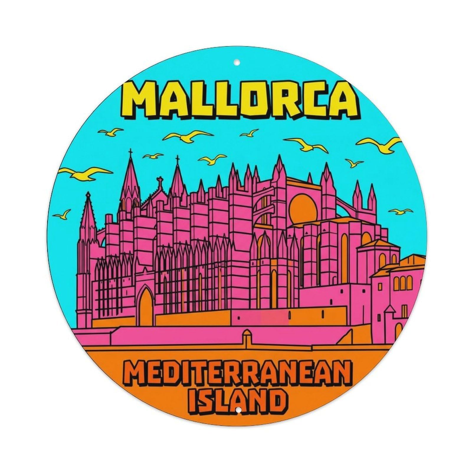 Vintage Travel Mallorca Spain Convention Metal Tin Sign