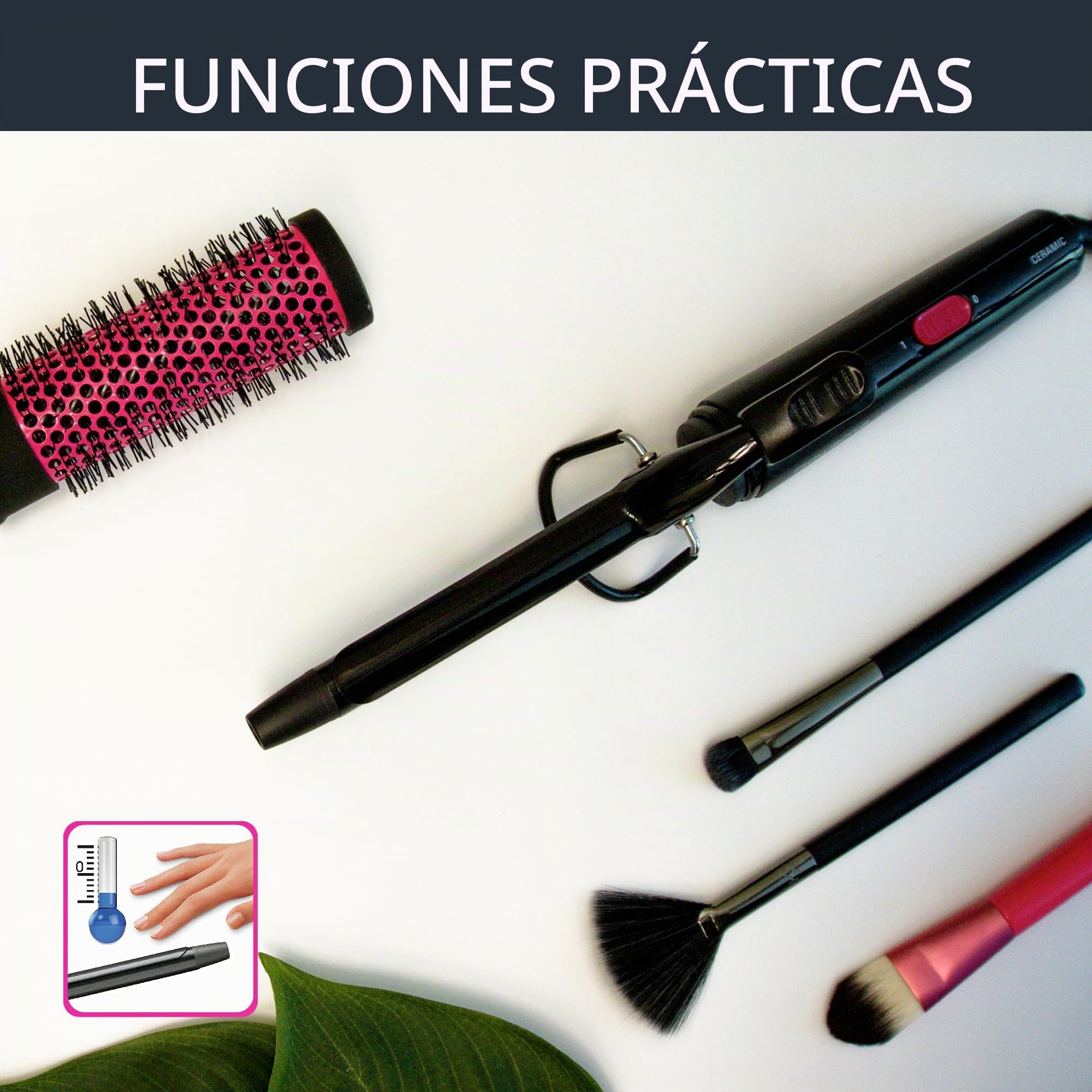 Rowenta CF2119 Rizador de pelo | 16 mm | rizos sólidos | revestimiento cerámico | calor suave | punta fría | cable giratorio de 360 ° | uso seguro | negro/rosa, negro/rojo