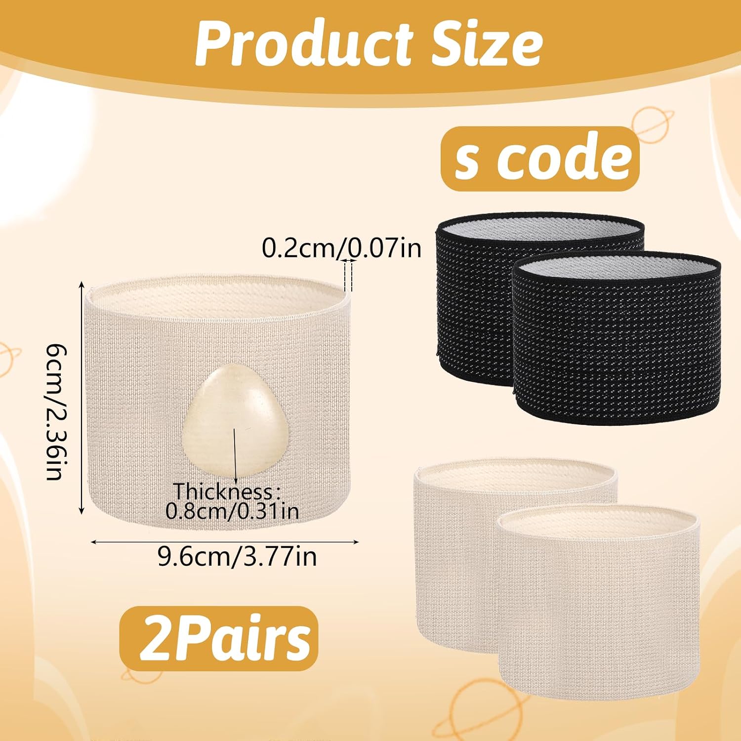 2 Pairs Copper Arch Support Sleeves, 3.8 × 2.36 inches Plantar Fasciitis Braces for Foot Care, Plantar Brace Compression Bands for Flat Feet Heel Spurs Feet Care Pain Relief (S)