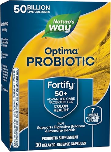 Nature's Way Fortify Optima Optima - Probiótico diario para adultos 50+ 50 mil millones de cultivos vivos, 7 cepas, 30 cápsulas