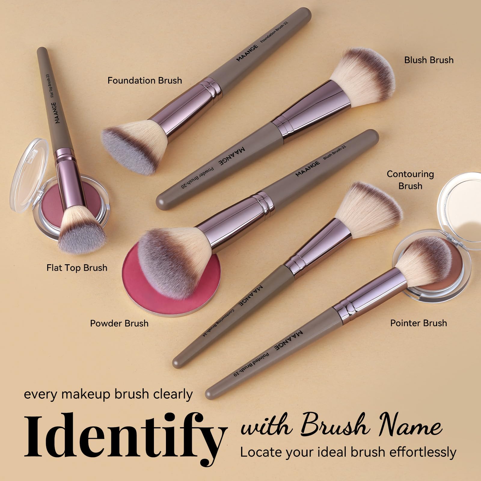 MAANGE 30-teilig Make-up-Pinsel-Set für Grundierung, Puder, Rouge, Concealer, Kontur, professionelles für Augen- und Gesichtskosmetik