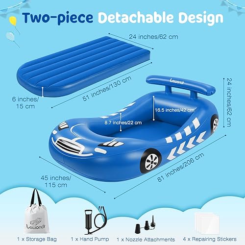 Miniatura 9 de Cama inflable para niños, colchón de aire para niños con parachoques de seguridad, colchón inflable para niños pequeños con bomba de mano, cama