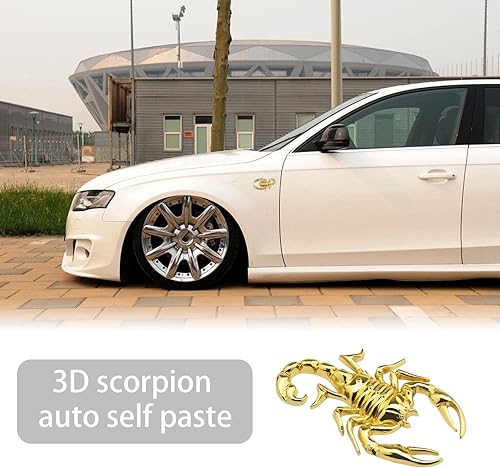 Miniatura 2 de Micro Traders 1 par de calcomanías de metal de escorpión 3D para automóvil, impermeable, antioxidante, decoración decorativa, emblema para