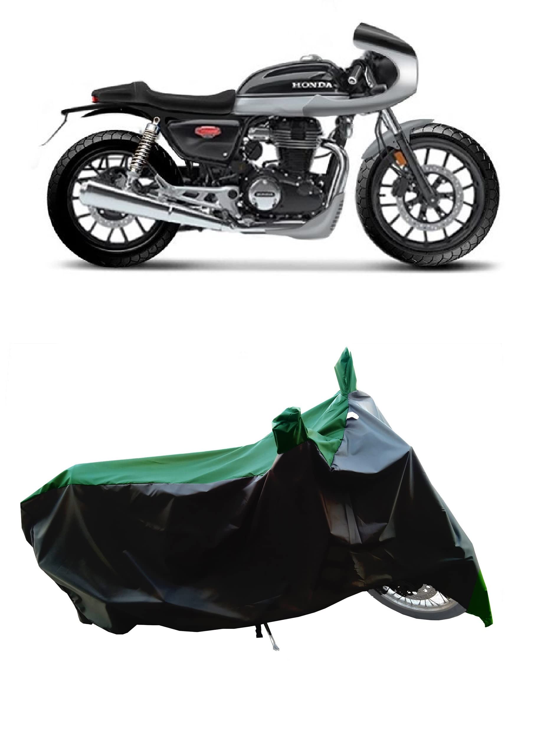 Coxtor Bike Body Cover for Honda HNess CB350 Cafe Racer New UV Protection & Water Resistance 190 T Fabric (Green Patta) (B09QJVXBH6) Amazon Price History, Amazon Price Tracker