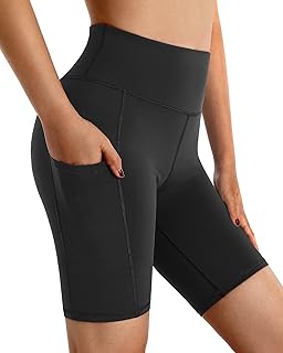 G4Free Womens Biker Shorts 5/8 Inch Compression Yoga Workout Athletic Shorts with Pockets High Waist