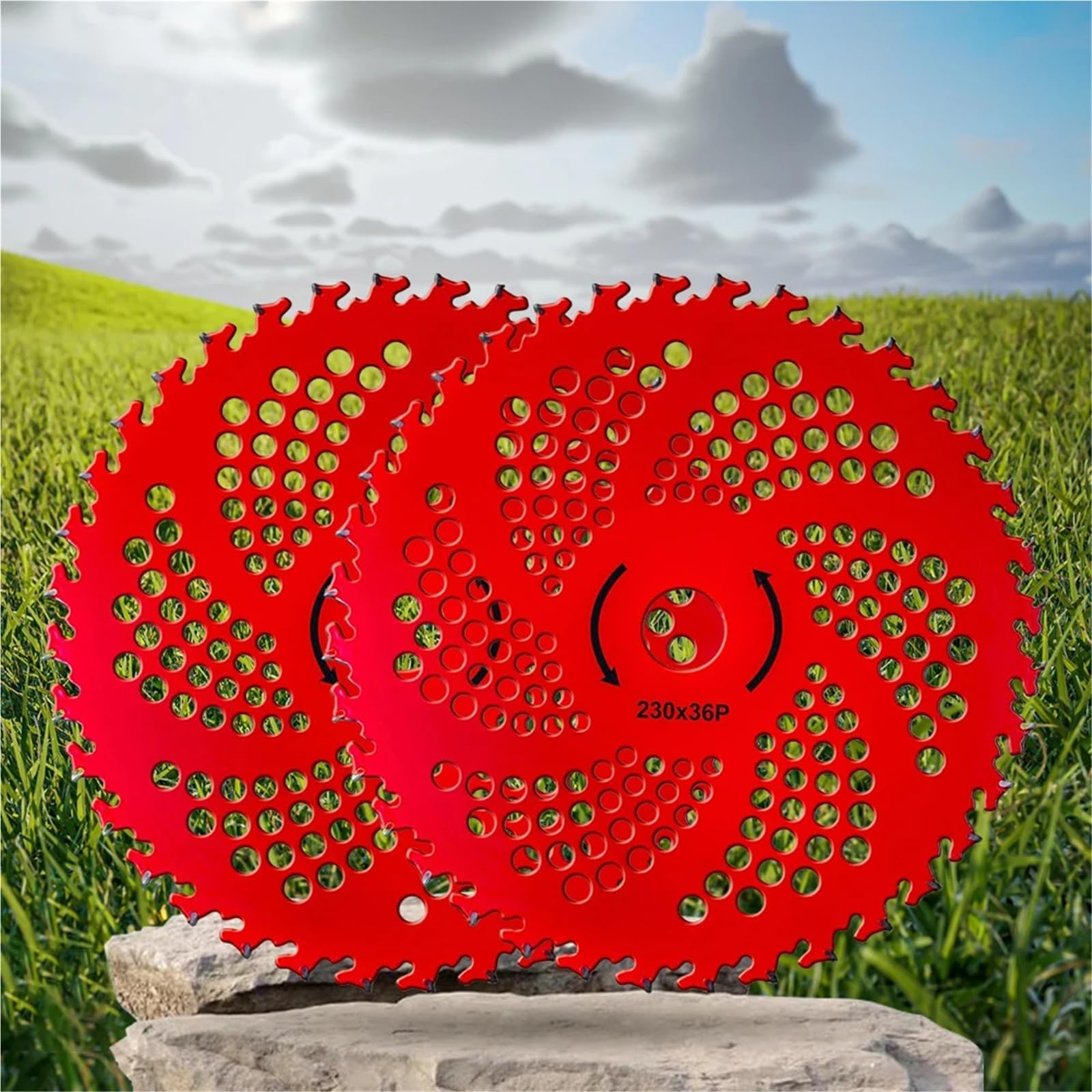 Genérico Cuchilla cortadora de césped de 36 Dientes de 9 Pulgadas | Disco de repuesto circular de 2 piezas compatible con herramientas eléctricas de jardín for cortacésped