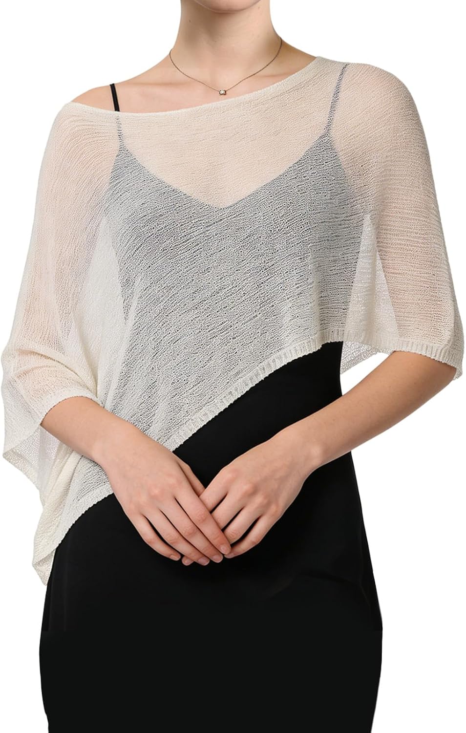 Womens Sheer Poncho Shrug, Lightweight Cover Up Sweater for Beach Party Travel Formal Occasions