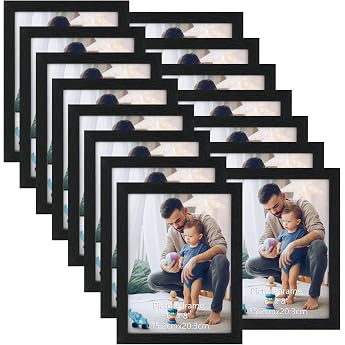 HORLIMER Set of 15 Picture Frames 15 x 20 cm Black Wood Grain Photo Frames Collage for 20 x 15 Photos and Pictures Classic Frames for Wall and Table Display