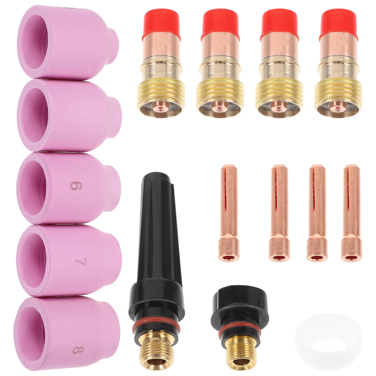 4 Juegos Kit de Consumibles para Antorcha de Soldadura Gas Tig con Boquillas Cerámicas y Copas Resistentes para Aluminio y Acero Inoxidable