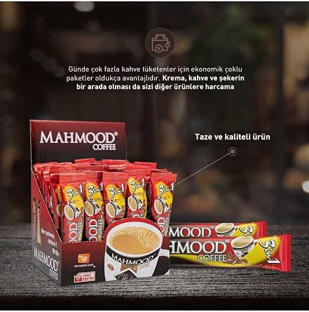 Mahmood Coffee 3ü 1 Arada Hazır Kahve 48 Adet x 18 Gram 2li set