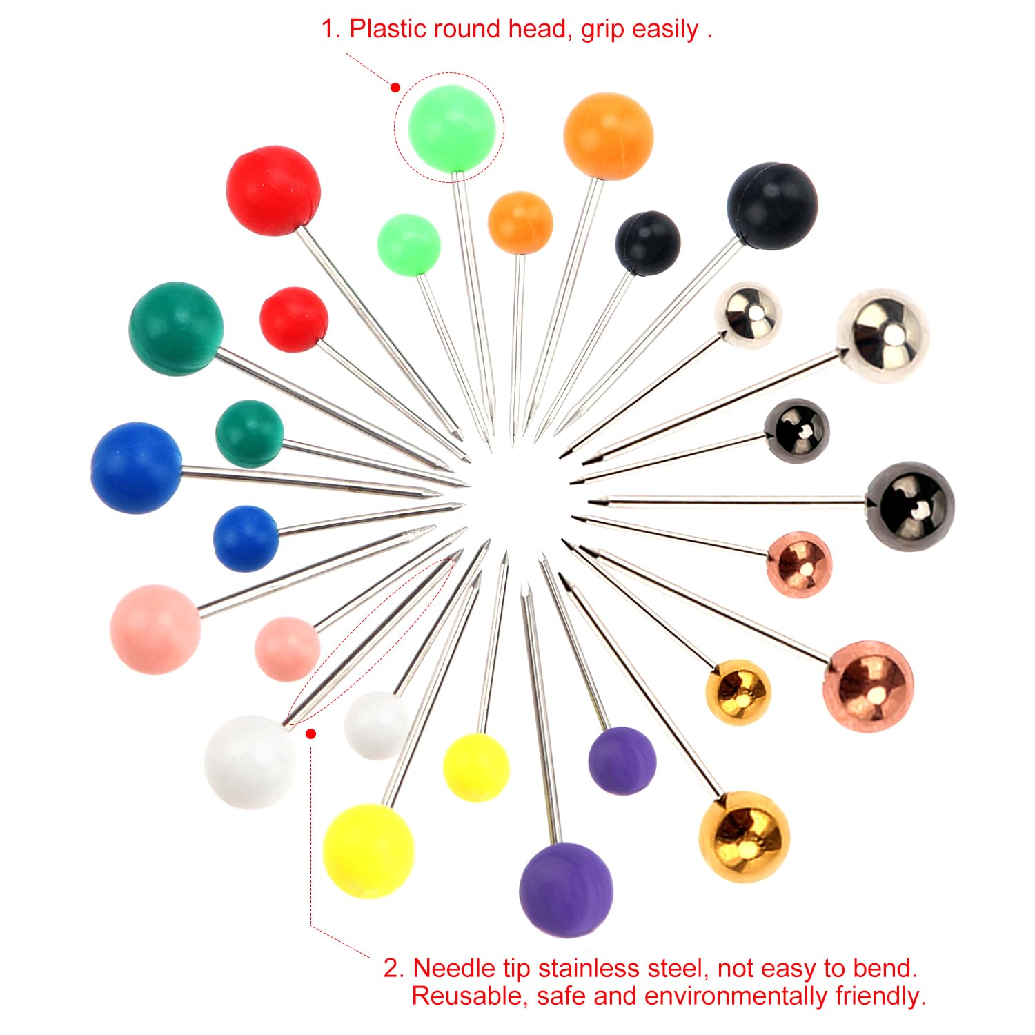 600 Puntine Da Mappa Colorate - Testa Rotonda In Plastica, Per Lavagne, Mappe Del Mondo, Viaggi - Foto 11