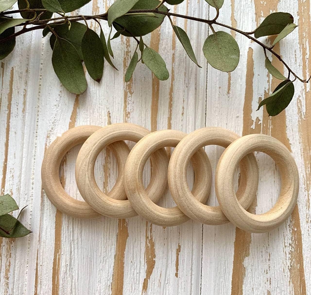 Craft Affair | Wooden Rings (3cm, Pack of 10) | Natural Wood Rings Without Paint Smooth Unfinished Wood Circles for Craft DIY Baby Teething Ring Pendant Connectors Making