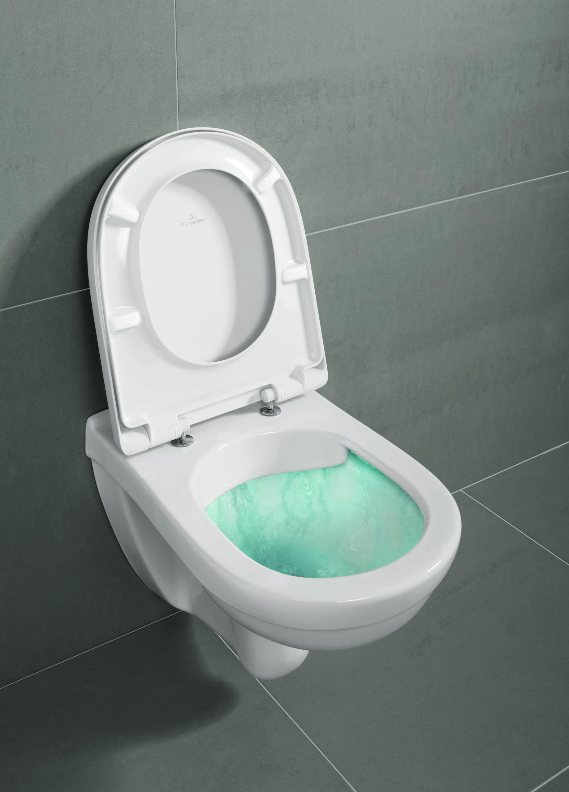 Conjunto de inodoro Villeroy & Boch O.novo – Blanco Alpin CeramicPlus | Set inodoro suspendido sin brida de salida directa y asiento con caída amortiguada, ahorro de agua
