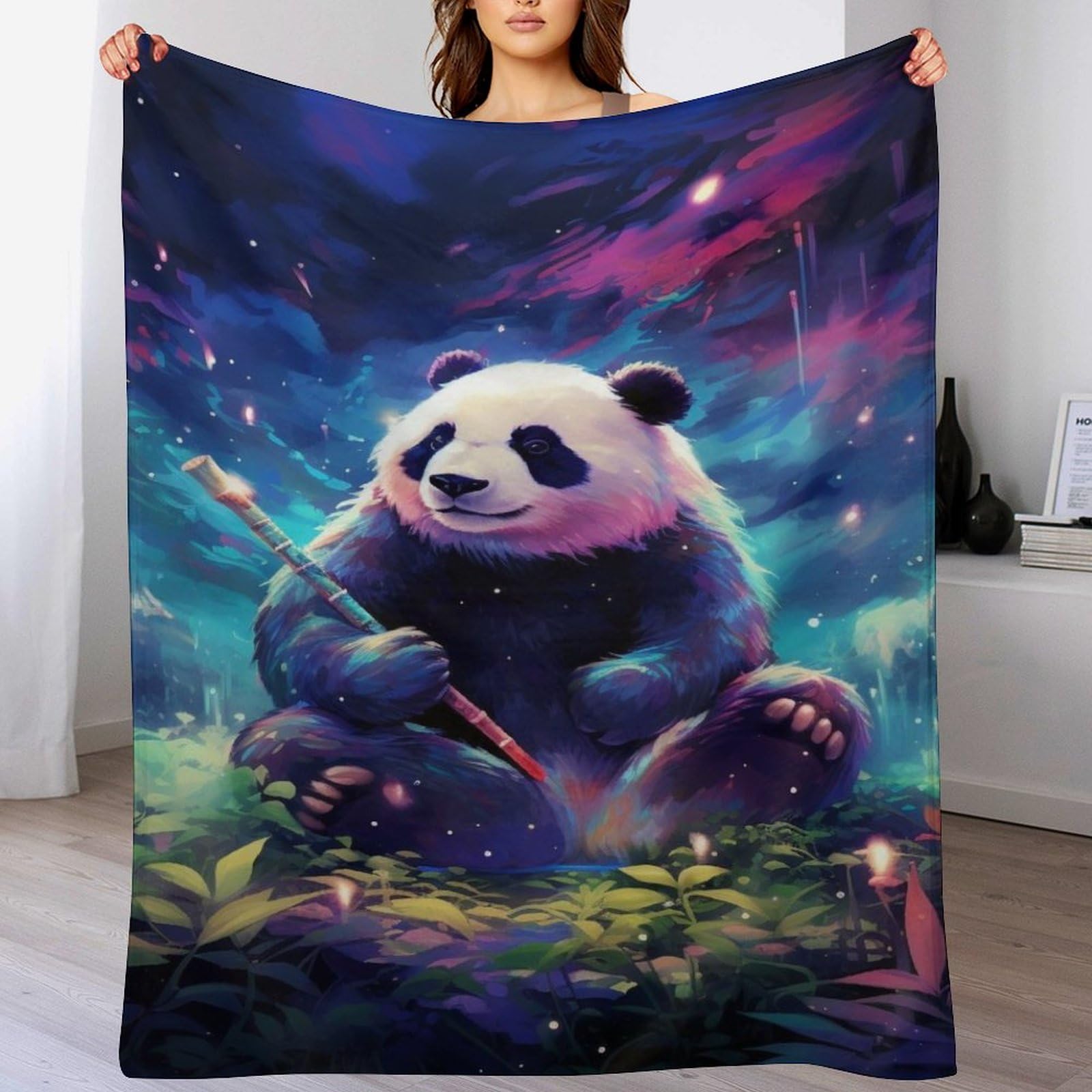Plaid panda 3D jeté de canapé confortable pour soirées cocooning