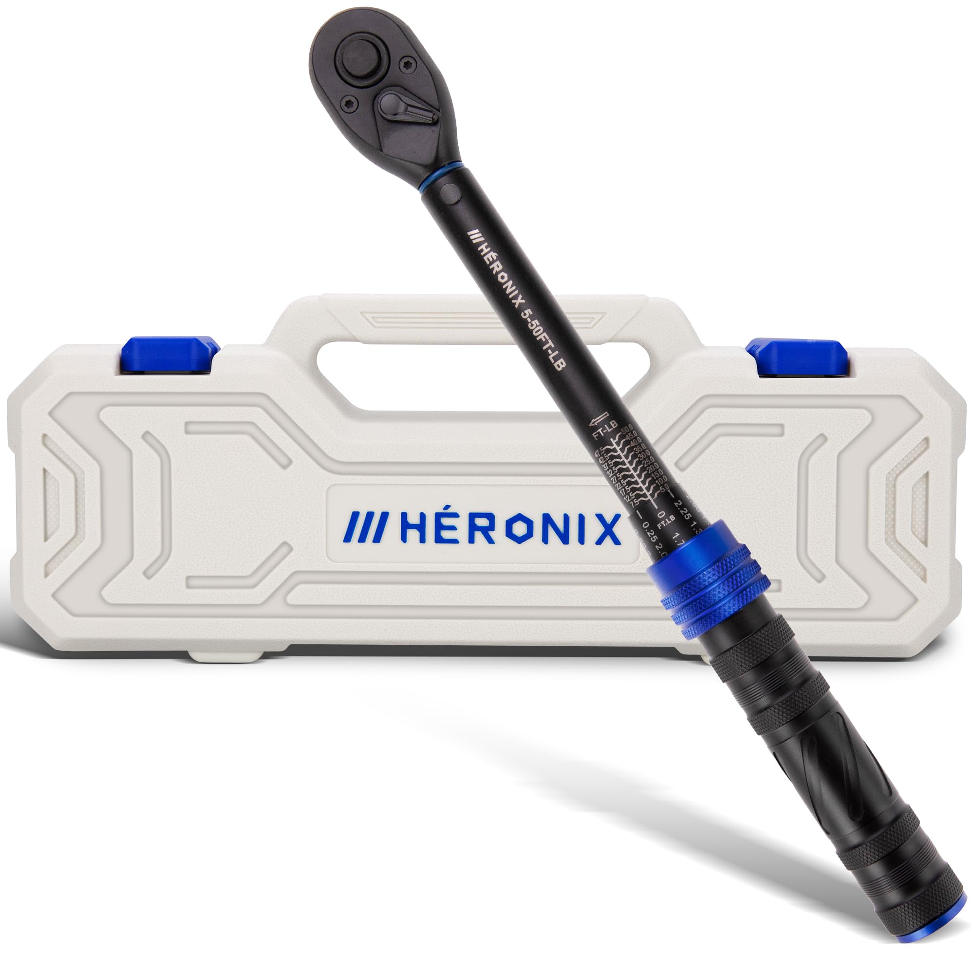 HERONIX 3/8-Inch Drive Click Torque Wrench, 5–50 Ft-Lb (6.8–67.8 Nm) ±3% Accuracy, Loud Click, Dual Scale, 72-Tooth Mini Torque Wrench for Bike, Motorcycle, Car & Spark Plug Maintenance - 2
