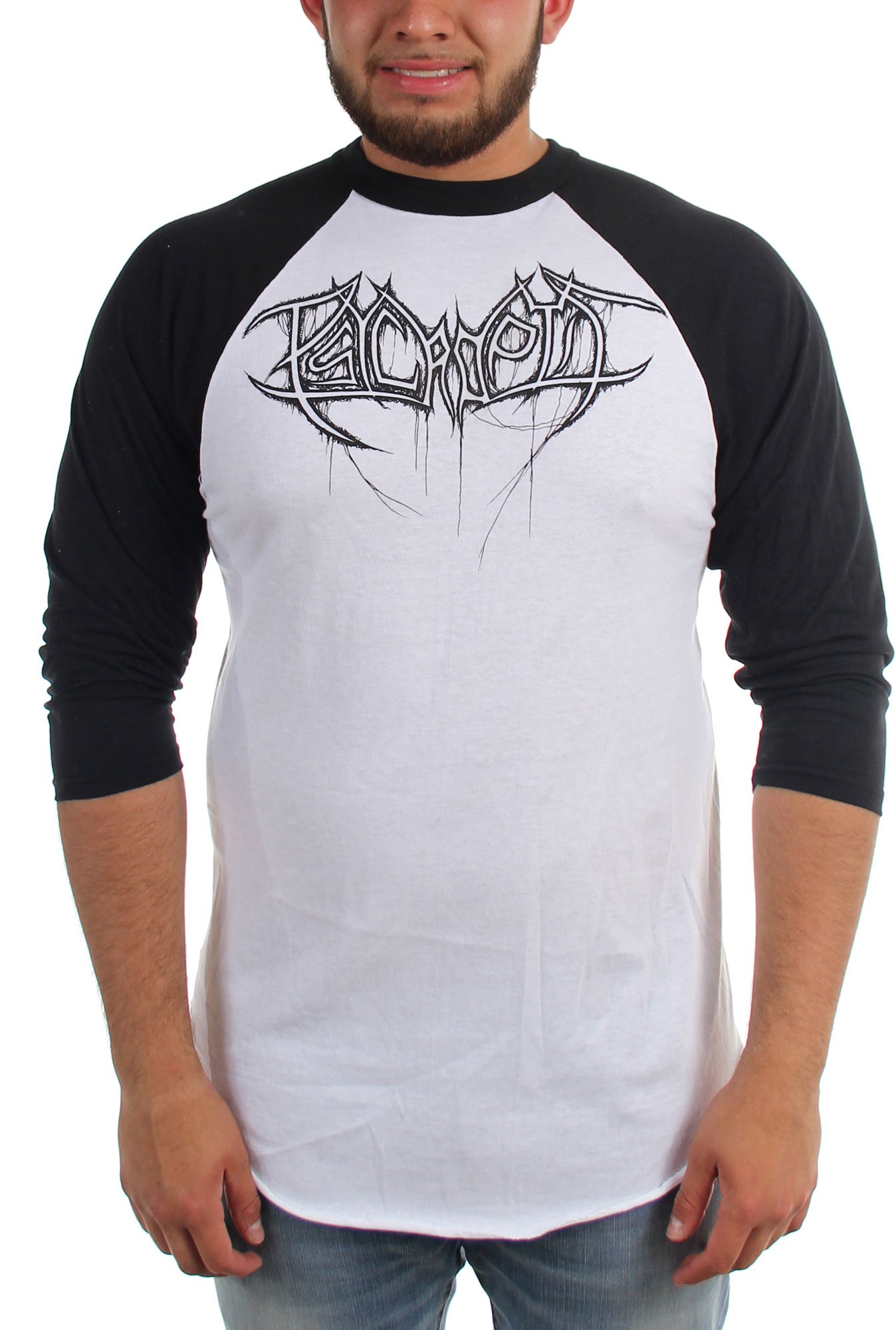 Psycroptic - Mens Dripping Logo Raglan Raglan T-Shirt, Size: Large, Color: White/Black