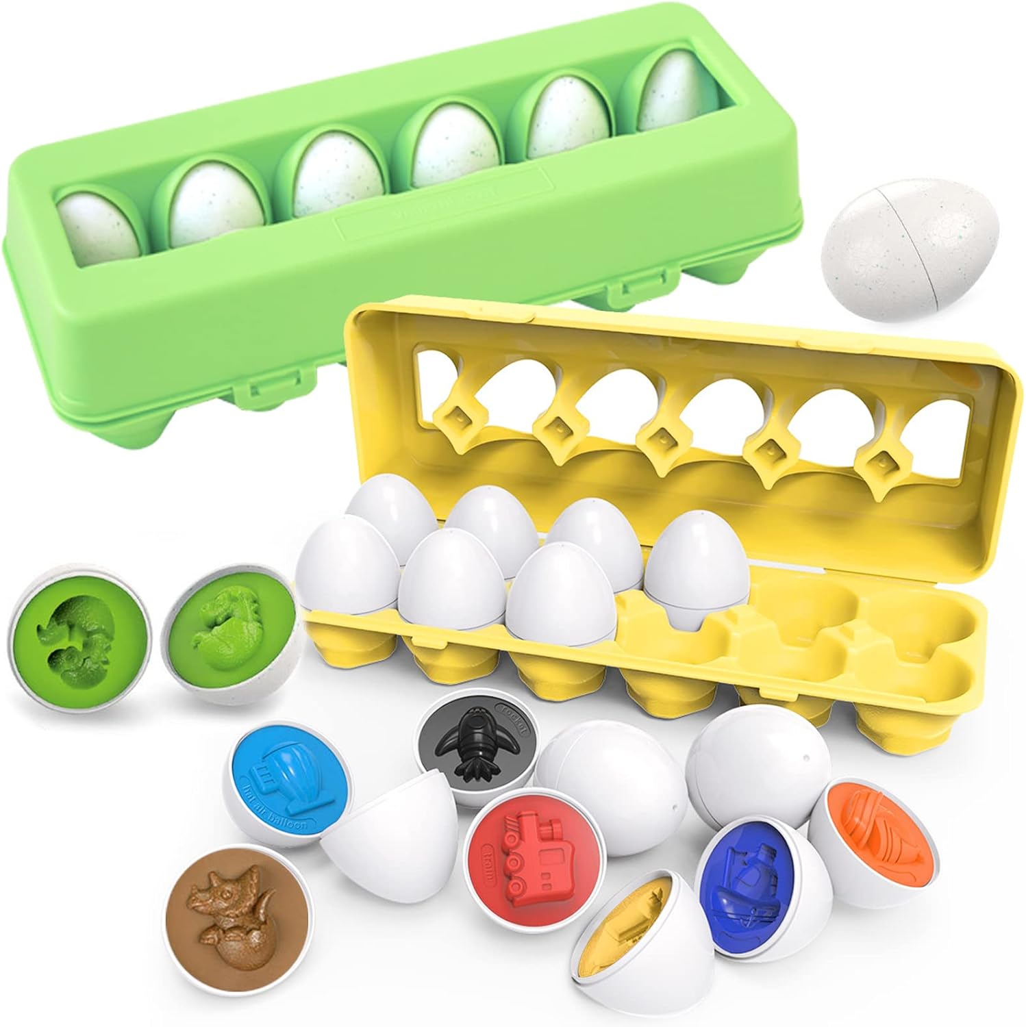 Corper Toys 型はめパズル かたはめパズル 卵 タマゴ型 24pcs 形合わせ はめ込 恐竜パズル 乗り物パズル 恐竜おもちゃ 車おもちゃ タマゴタイプ パズル 男の子 女の子 おもちゃ クリスマス プレゼント ６歳以上 美しい