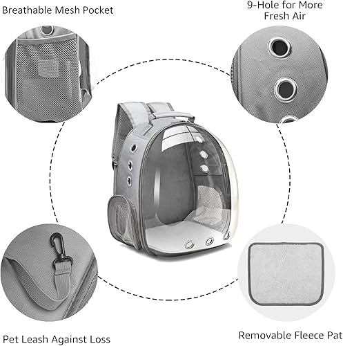 Miniatura 10 de Mochila con cápsula espacial para transportar gatos, perros pequeños o mascotas adecuada para senderismo, portamascotas aprobado por aerolíneas
