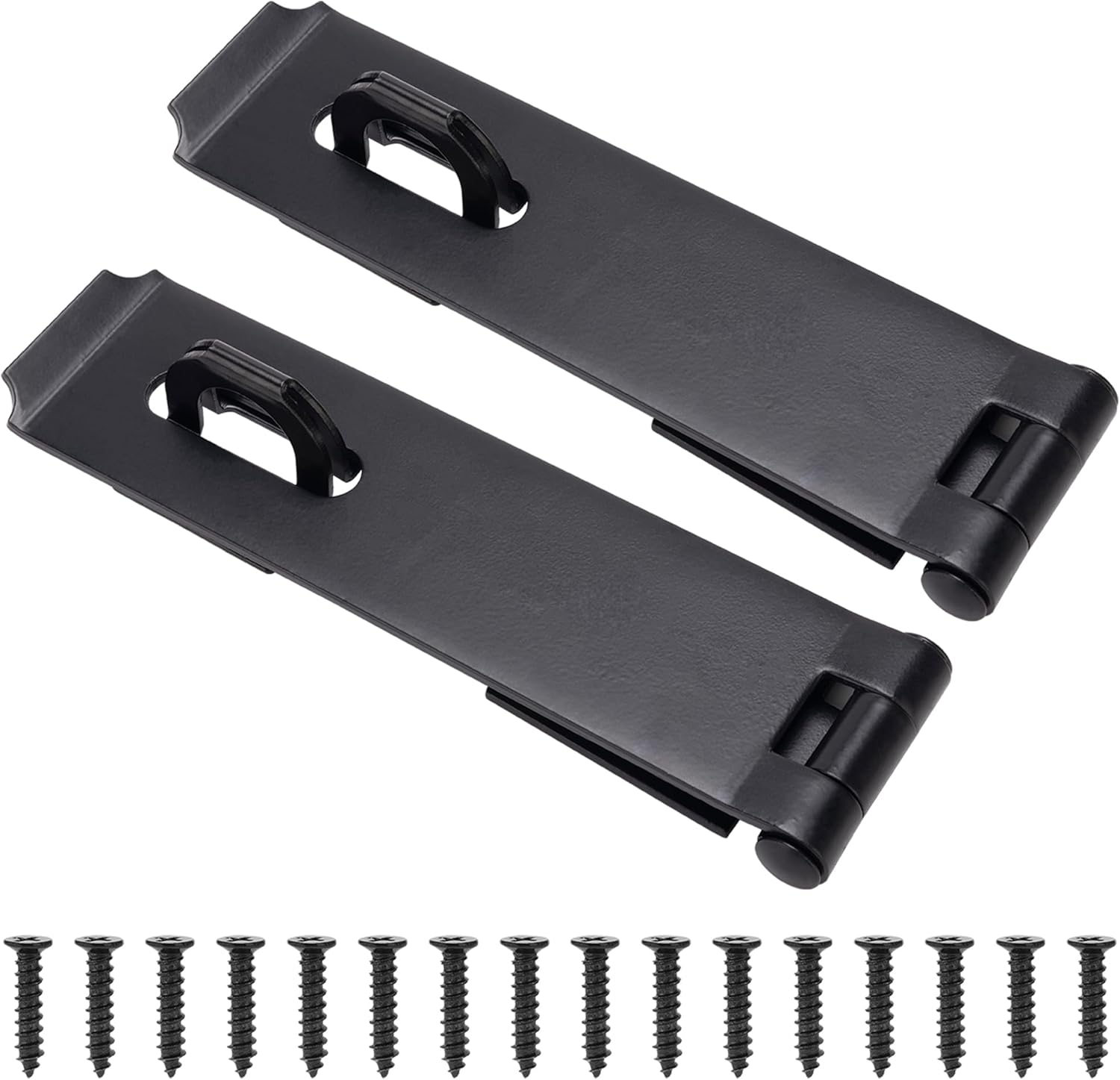 Door Lock Hasp Latch, Thicked Design Latch Lock, High Quality Iron Security Packlock Clasp Hasp Lock Latch for Doors, Black Finish with Screws, 2 Pack(7-1/2 Inch)
