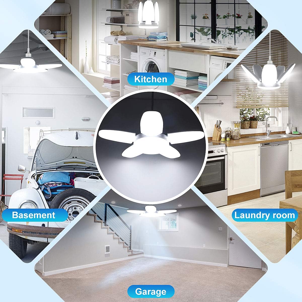 Best Seller Garage Lights 2 Pack 80W Led Garage Light Deformable 5 Leafs 8000LM Daylight Illuminator 360 E26/E27 Screw in Garage Ceiling LED Shop Light with Socket Extenders for Workbench Workshop Barn Basement Best Deal Product Garage Lights 2 Pack 80W Led Garage Light Deformable 5 Leafs 8000LM Daylight Illuminator 360 E26/E27 Screw in Garage Ceiling LED Shop Light with Socket Extenders for Workbench Workshop Barn Basement