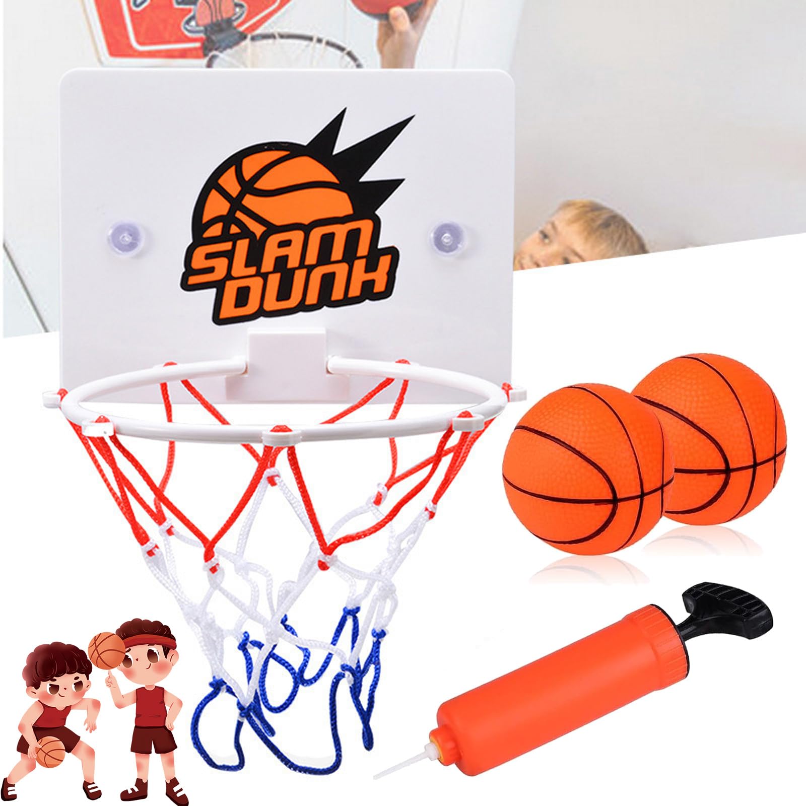 Lankai Canasta Baloncesto Infantil, Canasta Baloncesto Pared, con 2 Pelotas de Baloncesto, Mini Canasta Baloncesto Interior, Regalos de Juguetes Deportivos de Interior y Exterior para Niños