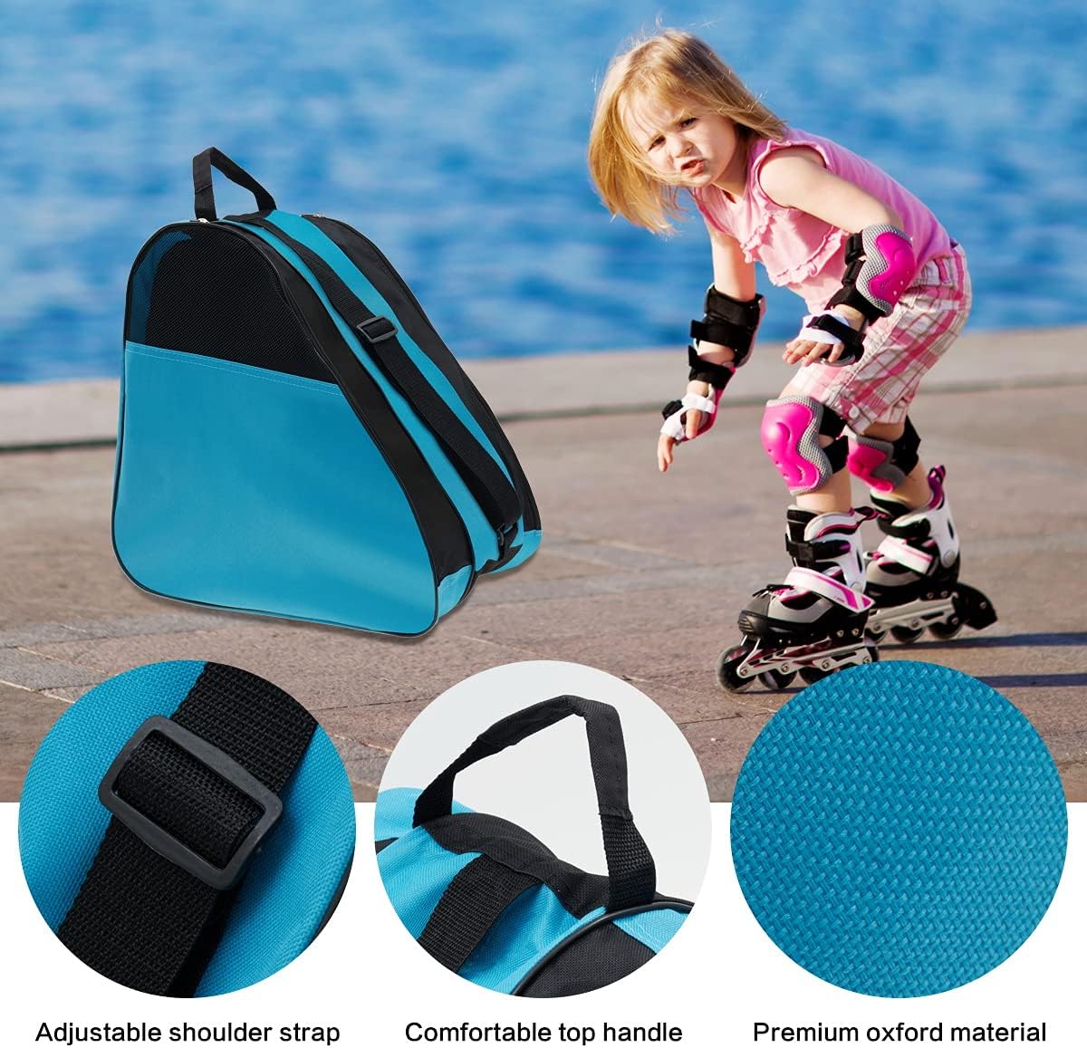 LINGSFIRE Upgrade Roller Skate Bag, Semi-breathable Large Capacity Ice-skating Bag Shoulder and Top Handle Oxford Cloth Skating Bag for Women Men and Adults Three Compartments Roller Skate Accessories : Sports & Outdoors