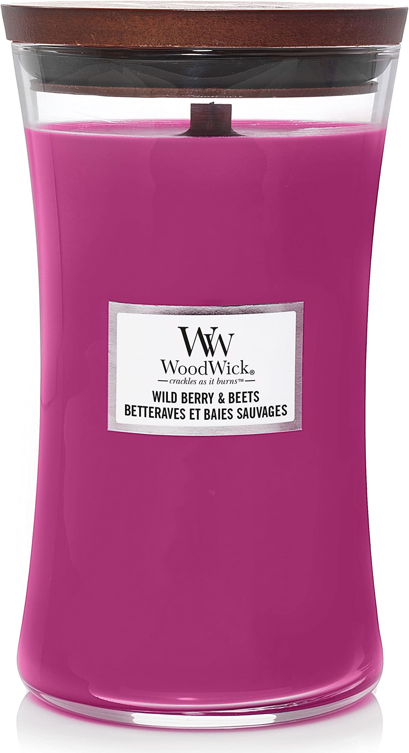 WoodWick Large Hourglass Scented Candle with Crackling Wick | Wild Berry & Beets | Up to 130 Hours Burn Time