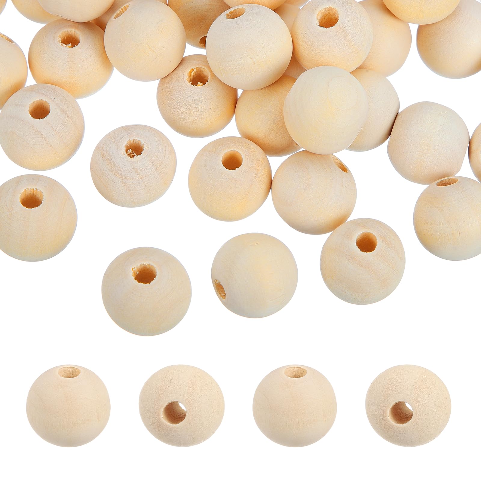 PATIKIL 25pcs 22mm Beige Natural Wood Beads with 5mm Hole Unfinished Round Wooden Loose Spacer Balls Bulk for DIY Crafts Garland Macrame Farmhouse Decor Jewelry Making