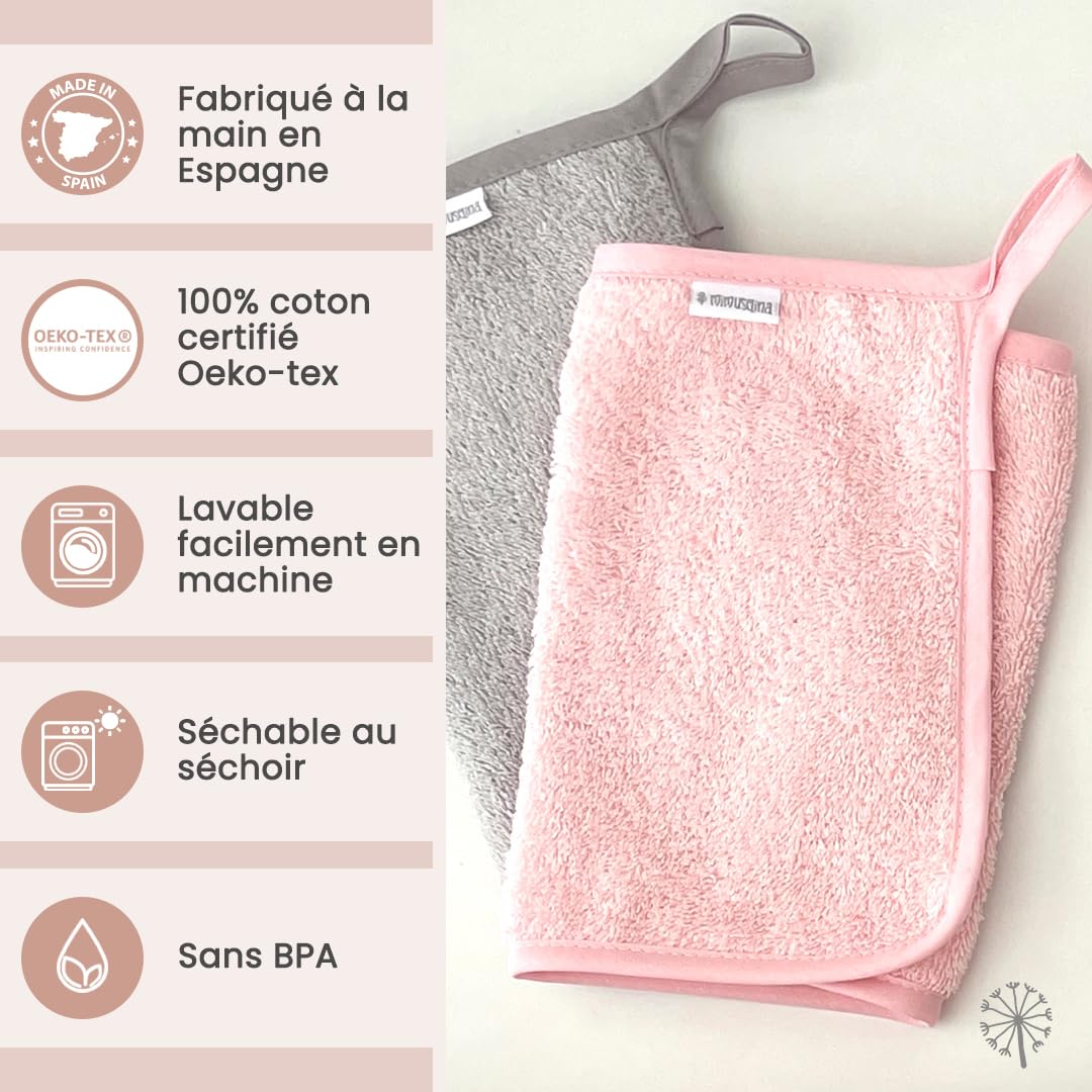 10 Gants De Toilette Mousseline Bébé - Coton Doux ÖKO-TEX, Lavable 90°C - Blanc