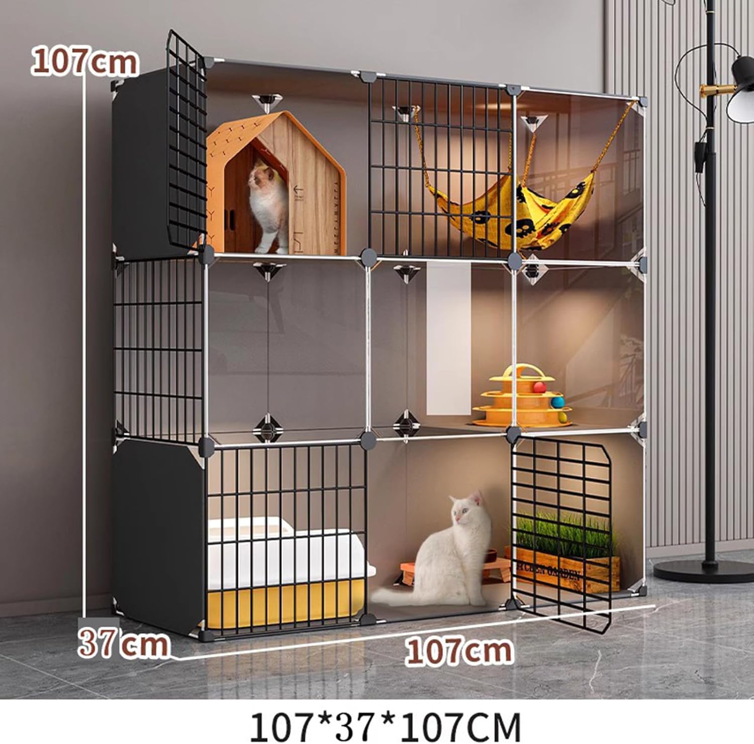 Large Portable Cat Cage - 3-Tier Indoor Cat Enclosure for 1-4 Cats, Chinchillas & Small Pets - Durable, Spacious & Ideal for Pet Safety and Comfort