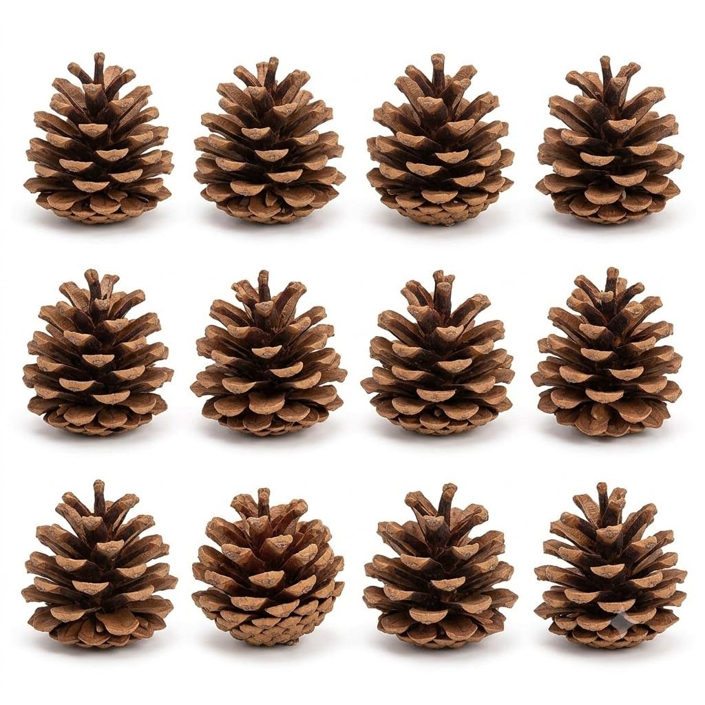 White Wood Pine Cones - Christmas Baubles & Ornaments -2 White Wood Pine Cones - Christmas Baubles & Ornaments -2