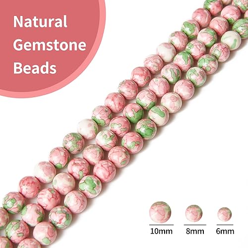 Miniatura 4 de 60 cuentas de flores de lluvia rojo verde natural de 0.236 pulgadas (0.236 in), cuentas redondas sueltas para hacer joyas