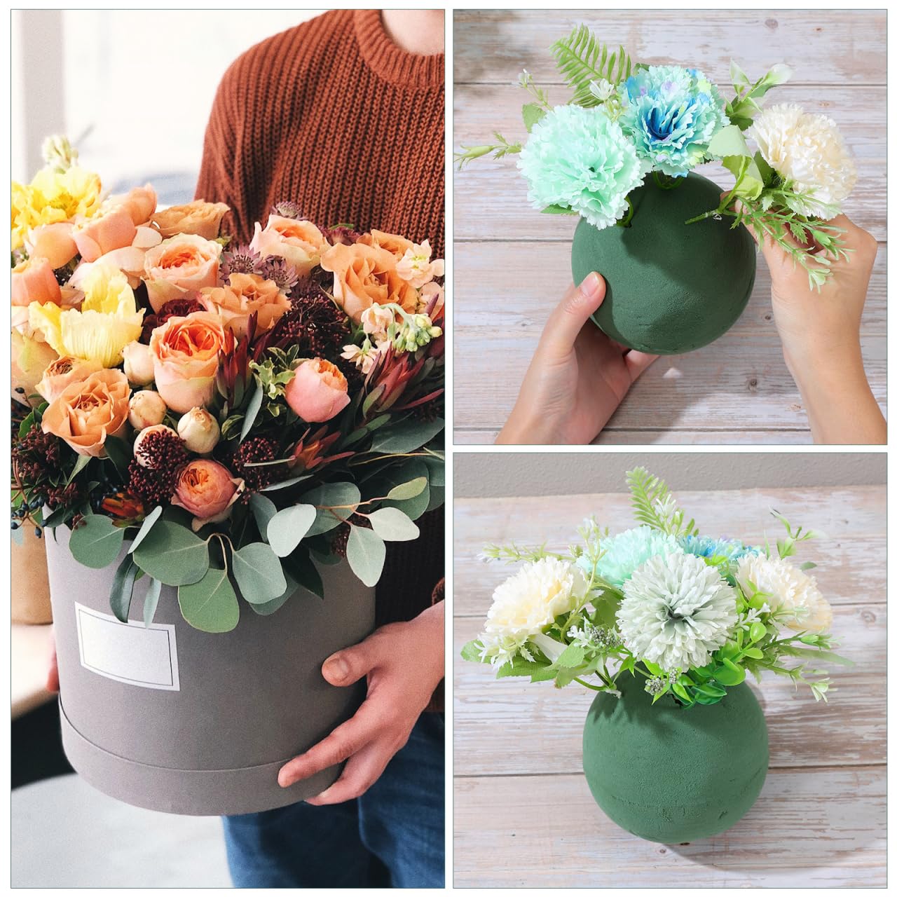 Homoyoyo Schiuma per fiori, 3 pezzi, rotonda, in gommapiuma, per il fai da te, composizione floreale, fango