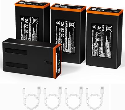 Lesaps 4-Pack 5000mAh Replacement Battery Pack for Cellular Trail Cameras | Compatible with Moultrie Edge, Edge Pro, Edge 2, Edge 2 Pro, USB-C & Solar Panels Charging